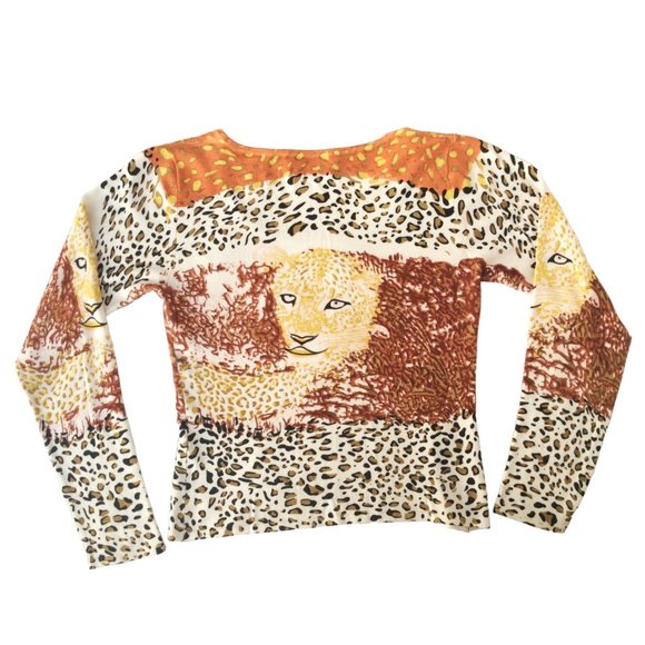 Frank Lyman Design Leopard Graphic Print Long Sleeved T-Shirt M - Picture 2 of 6